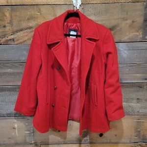 Wool blend red button coat